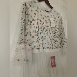 Ivycity white dress with floral beading- Brand New with tags !